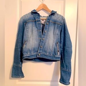 PAIGE Cropped Studded Jean Jacket in M